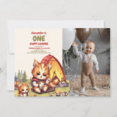 Eén Happy Camper Wood Boys 1e verjaardag Kaart (Voorkant)