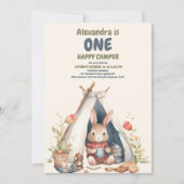 Eén Happy Camper Wood Boys 1e verjaardag Kaart (Voorkant)