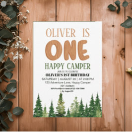 Eén Happy Camper Wood Boys 1e verjaardag Kaart