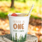 Eén Happy Camper Wood Boys 1e verjaardag Papieren Bekers