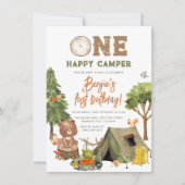 Eén Happy Camper Woodland Beer Boys 1e verjaardag Kaart (Voorkant)