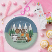 EEN Happy Camper Woodland Camping Schattige Mounta Papieren Bordje (Feest)