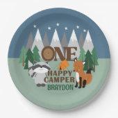 EEN Happy Camper Woodland Camping Schattige Mounta Papieren Bordje (Voorkant)