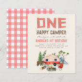 Een Happy Camper Woodland Girls 1ste verjaardag ro (Voorkant / Achterkant)