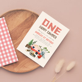 Een Happy Camper Woodland Girls 1ste verjaardag ro Kaart