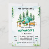 Een Happy Camping 1e verjaardag Camping Party Kaart (Voorkant)