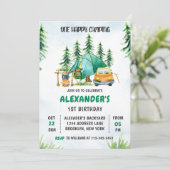 Een Happy Camping 1e verjaardag Camping Party Kaart (Staand voorkant)