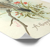 Een Happy Christmastide  vogels Poster (Hoek)