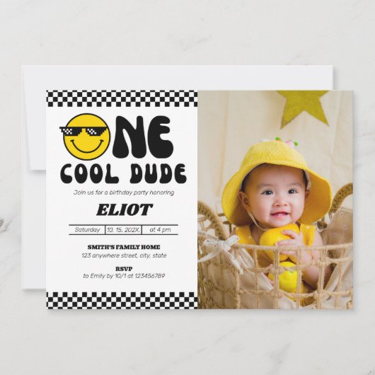 Een Happy Cool guy Boy's eerste verjaardag foto Kaart (Voorkant)