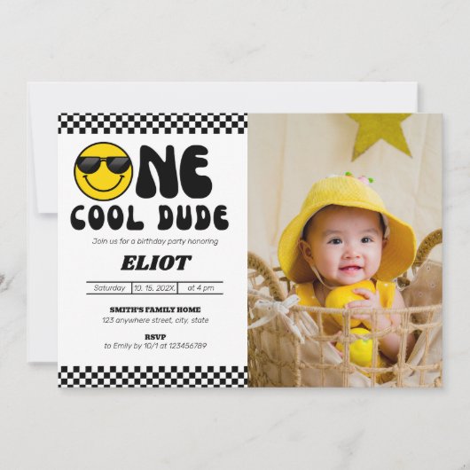 Een Happy Cool guy Boy's eerste verjaardag foto Kaart (Voorkant)