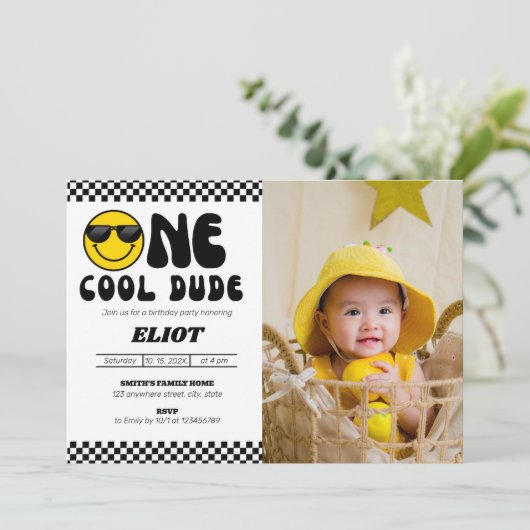 Een Happy Cool guy Boy's eerste verjaardag foto Kaart (Staand voorkant)