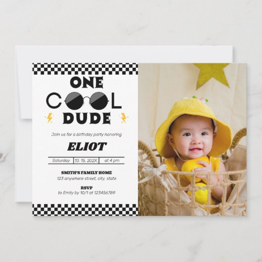 Een Happy Cool guy Boy's eerste verjaardag foto Kaart (Voorkant)