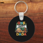 Een Happy Dada Camper Eerste Verjaardag Camping Be Sleutelhanger (Voorkant)