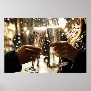 Een happy date toasten poster