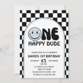 Een Happy Dude Blue Happy Face Boy Verjaardag Kaart (Voorkant)