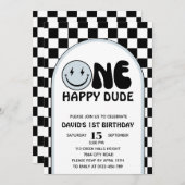 Een Happy Dude Blue Happy Face Boy Verjaardag Kaart (Voorkant / Achterkant)