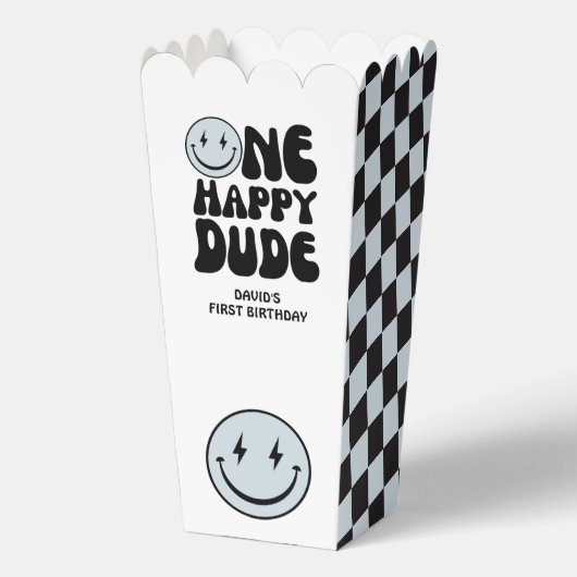 Een Happy Dude Blue Happy Face gunstbox Bedankdoosjes (Voorkant)