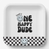 Een Happy Dude Blue Happy Face Verjaardag Papieren Bordje (Voorkant)