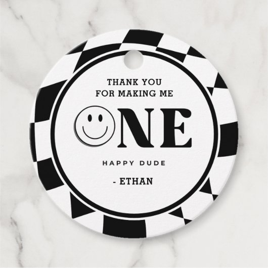 Een Happy Dude Boy 1st Birthday Bedankt Bedankjes Labels (Voorkant)