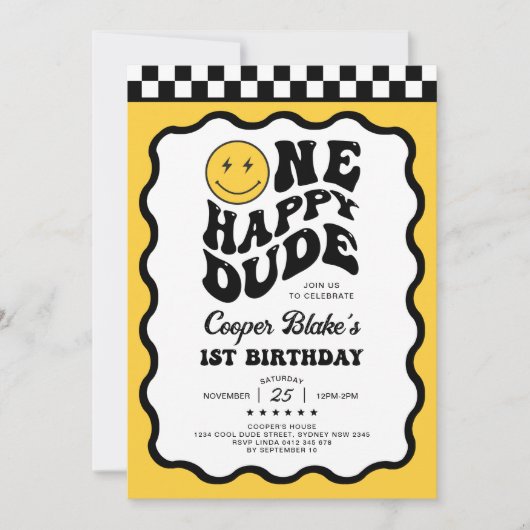 Een Happy Dude Emoji Smile Face 1e verjaardag Kaart (Voorkant)