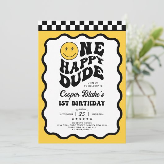Een Happy Dude Emoji Smile Face 1e verjaardag Kaart (Staand voorkant)
