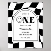 Een Happy Dude Happy Face Boy 1st Verjaardag Welko Poster (Voorkant)