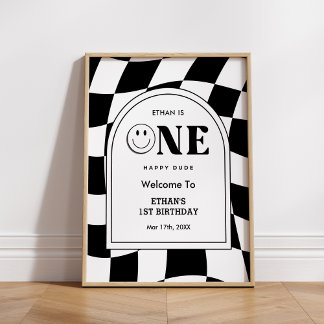 Een Happy Dude Happy Face Boy 1st Verjaardag Welko Poster