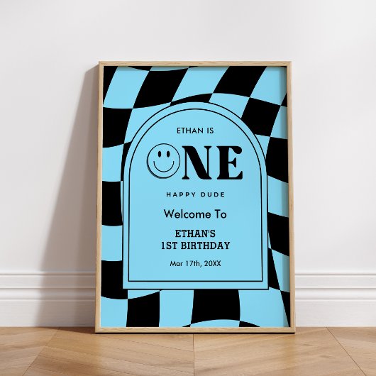 Een Happy Dude Happy Face Boy 1st Verjaardag Welko Poster