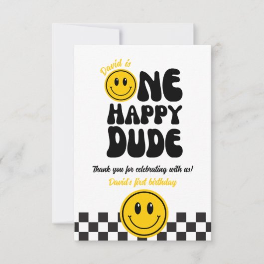 Een Happy Dude Happy Face Foto Verjaardag Bedankkaart (Voorkant)