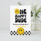 Een Happy Dude Happy Face Foto Verjaardag Bedankkaart (Staand voorkant)