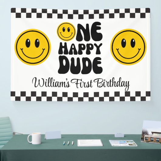 Een Happy Dude Happy Face Verjaardagsbanner Spandoek (Beurs)