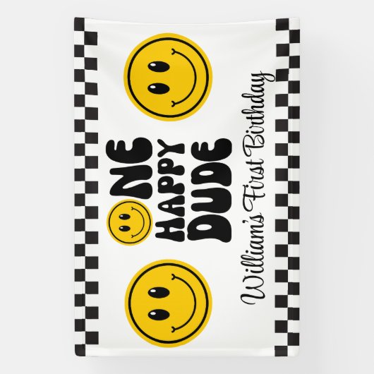 Een Happy Dude Happy Face Verjaardagsbanner Spandoek (Verticaal)