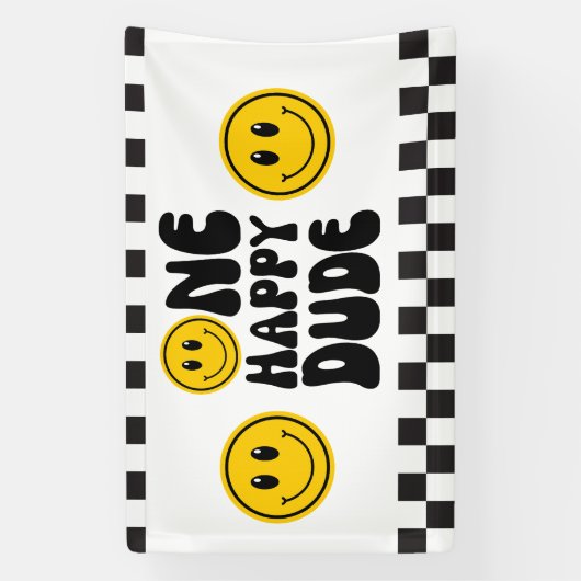 Een Happy Dude Happy Face Verjaardagsbanner Spandoek (Verticaal)