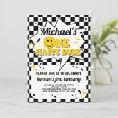 Een Happy Dude jongen eerste verjaardag uitnodigin Kaart (Staand voorkant)