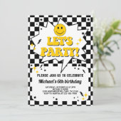 Een Happy Dude jongen Groovy verjaardag uitnodigin Kaart (Staand voorkant)