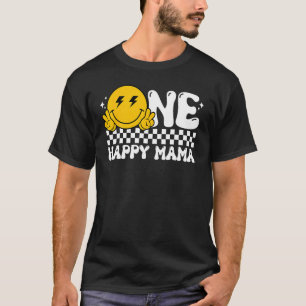 Een Happy Dude Mama Mom Groovy 1e verjaardag famil T-shirt