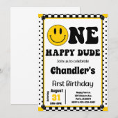 EEN Happy Dude Polka Dot Smiley Face 1e verjaardag Kaart (Voorkant / Achterkant)