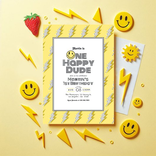 Een Happy Dude Retro 1e verjaardagsfeestje Kaart