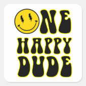 Een Happy Dude T-shirt Vierkante Sticker (Voorkant)