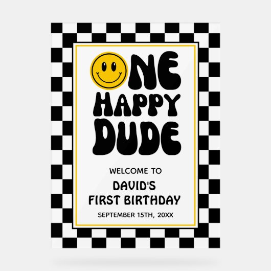 Een Happy Dude Verjaardag Welkom Acryl Teken Acryl Bord (Voorkant)