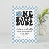 Een Happy Dude verjaardagsuitnodiging in blauw Kaart (Staand voorkant)