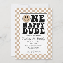 Een Happy Dude verjaardagsuitnodiging in Tan Kaart