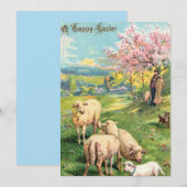 Een Happy Easter-lammeren wenskaart Feestdagenkaart (Voorkant / Achterkant)