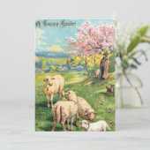 Een Happy Easter-lammeren wenskaart Feestdagenkaart (Staand voorkant)