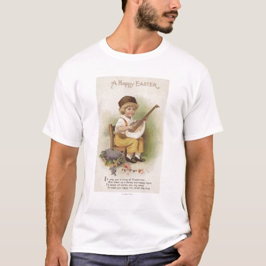 Een Happy EasterBoy met de Guitar van de Eieren T-shirt (Voorkant)