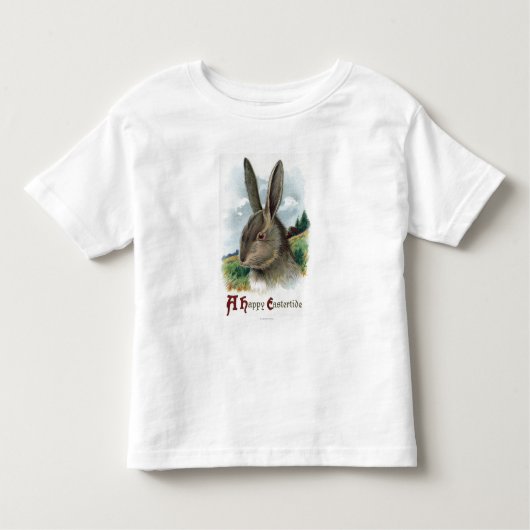 Een Happy EastertideGray Rabbit Scene Kinder Shirts (Voorkant)