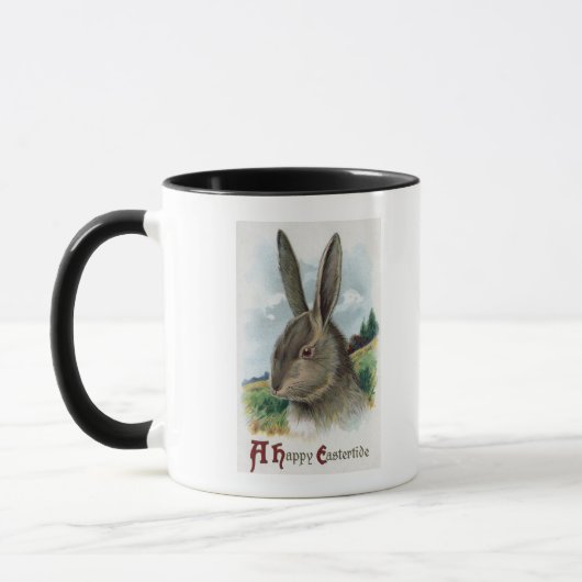 Een Happy EastertideGray Rabbit Scene Mok (Links)
