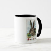Een Happy EastertideGray Rabbit Scene Mok (Voorkant rechts)