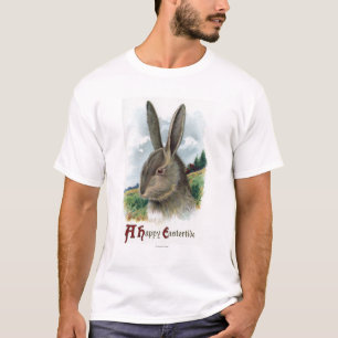 Een Happy EastertideGray Rabbit Scene T-shirt