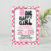 Een Happy Girl verjaardagsfeestje uitnodiging (Staand voorkant)